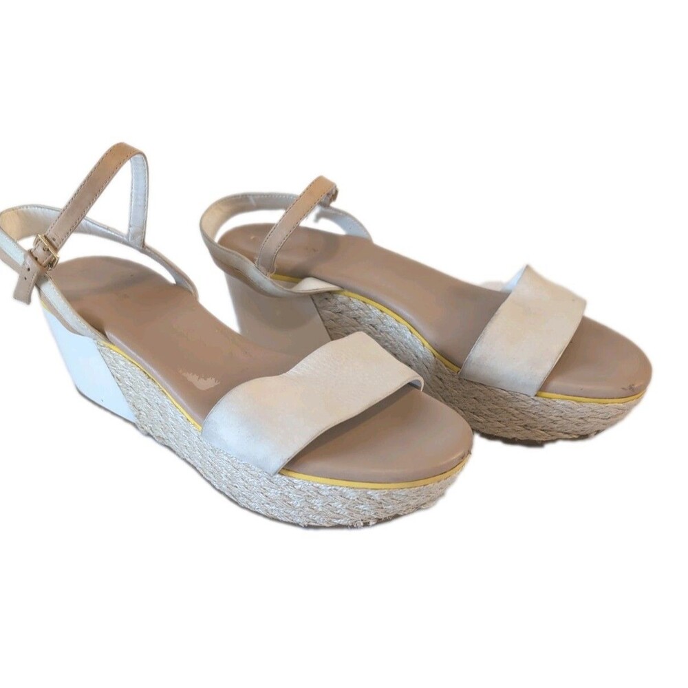 Cole Haan Ivory Leather Woven Platform Wedge Sandals Women's Size 9.5 B - Picture 3 of 11